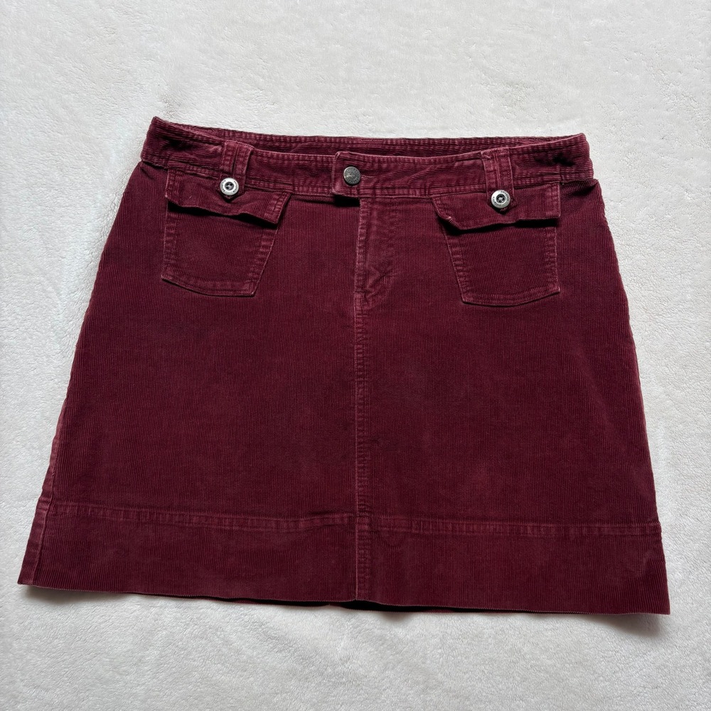 Patagonia Womens Corduroy Skirt Size 10 Burgundy Maroon Organic‎ Cotton